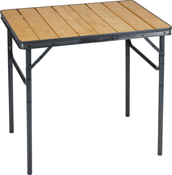 Campe Active - Campingtafel inklapbaar - In Hoogte Verstelbaar- 75 x 55 x 31 - 71 cm - Bamboe en Aluminium - Bruin