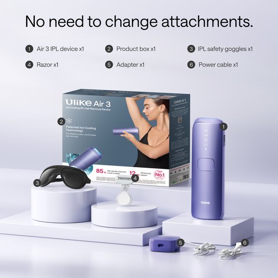 Ulike Air 3 - IPL Ontharingsapparaat - Paars - haarverwijdering - laserontharing - geavanceerd IPL-apparaat