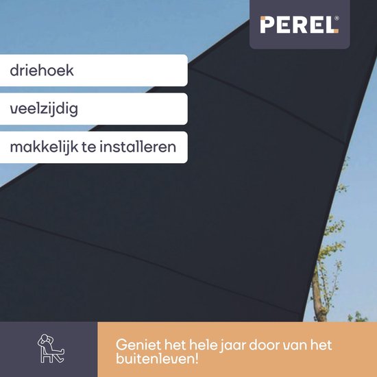 Perel Schaduwdoek - HDPE - 10.8 m² - Incl. D-ringen - 5 x 5 x 5m - Donkergrijs