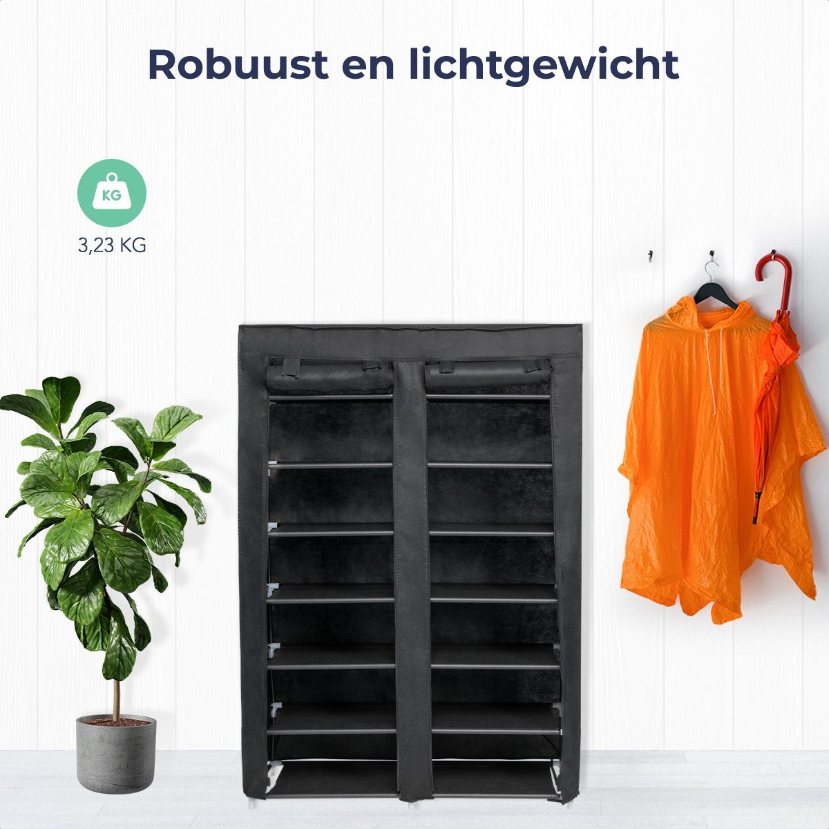 LifeGoods Schoenenrek - 7 Laags - Opbergsysteem 28 Paar schoenen - Schoenenkast - Afsluitbaar - Zwart