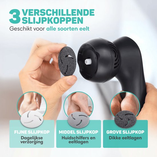 Vulpes Goods® BeautyCare – Elektrische Eeltverwijderaar PRO – 6 Eeltschijven – USB Oplaadbaar – IPX7