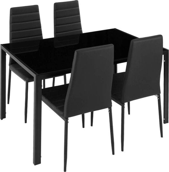 TecTake -  Eetkamergroep Berlin 4+1 zwart - 402837