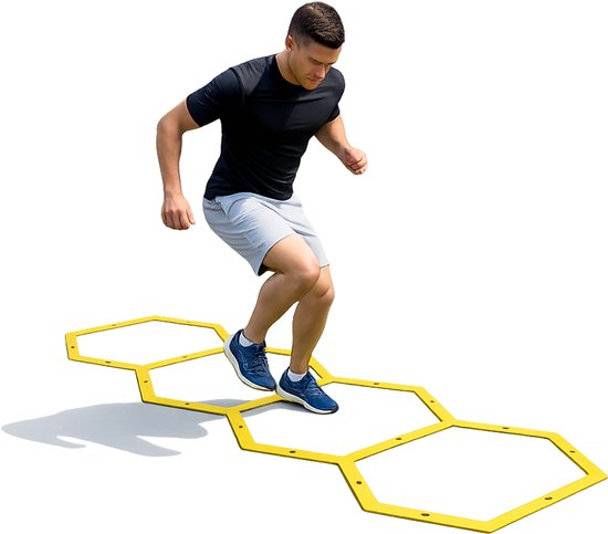 Umbro Agility Hoepels - 57,5 CM - Agility Set - 6 Hexagons incl. Verbindingsstukken - Voetbal Trainingsmateriaal - Speed Ladder - Geel