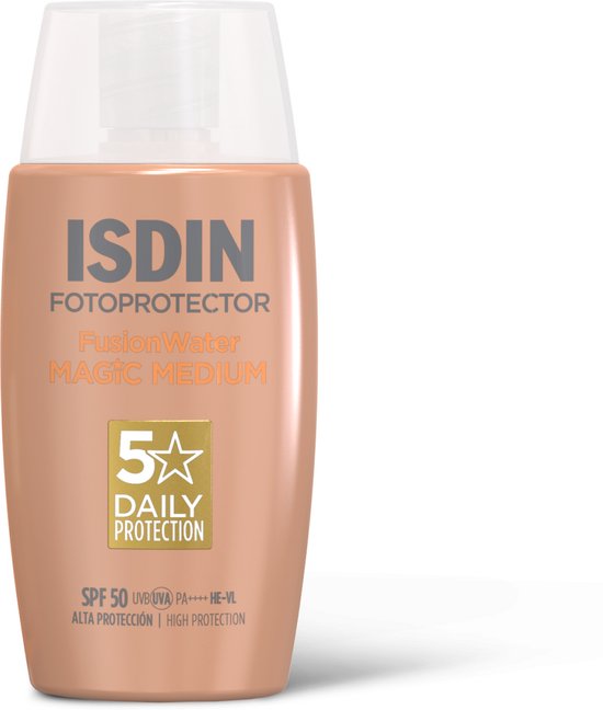 ISDIN - Fotoprotector Fusion Water Color Medium SPF50 - 50ml - Zonnebrand voor gezicht met medium tint