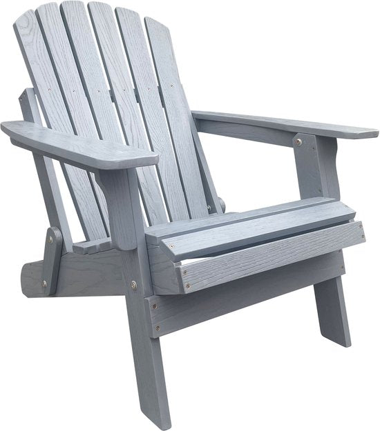 AXI Rosalie Adirondack Stoel Grijs – Houten loungestoel met armleuningen – Opklapbaar - Hoge rugleuning - Tuinstoel – 75,5 x 86,5 x 85 cm – FSC 100% Hemlockhout