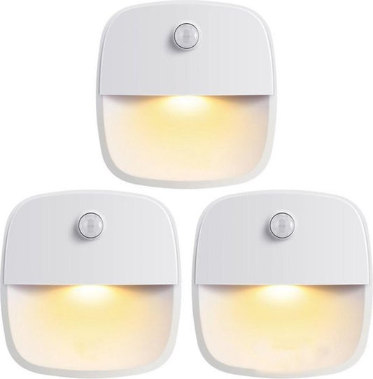 TIKKENS® Nachtlampje met Bewegingssensor - 3 Stuks - LED Kastverlichting en Trapverlichting met Sensor - Draadloos op Batterij
