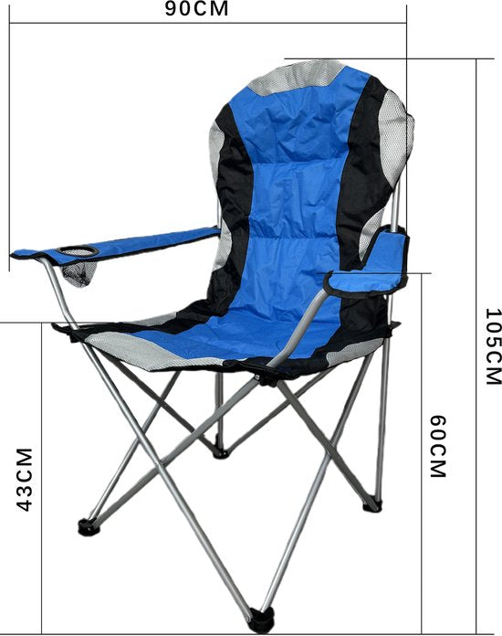 VDD - campingstoel - vouwstoel - campingstoel opvouwbaar - camping stoel - campingstoelen - campingstoel opvouwbaar - opvouwbaar - bekerhouder - blauw
