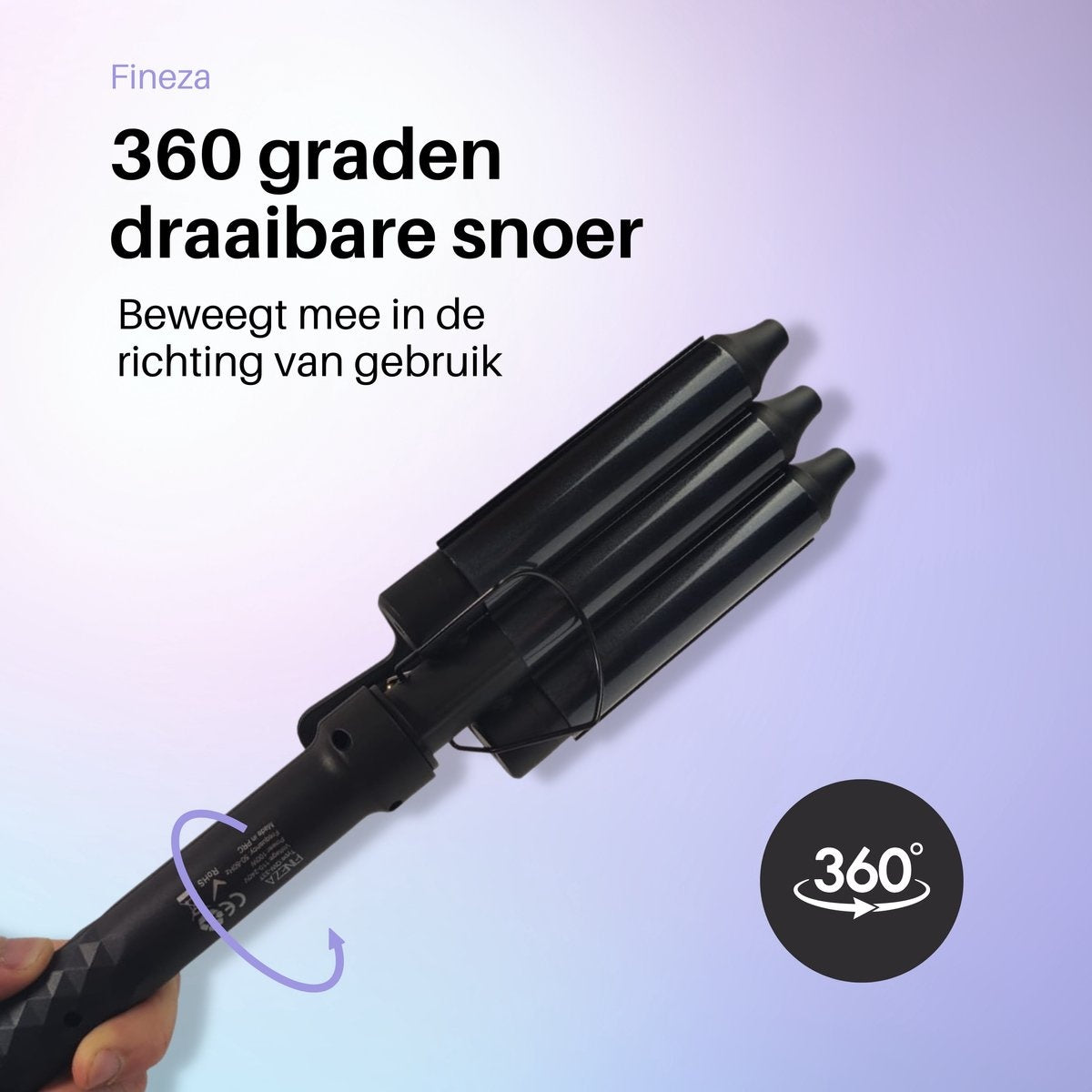 Fineza Wafeltang Haar - Krultang - Zwart