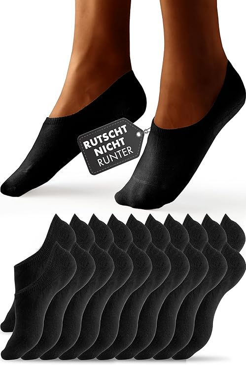 Heldenwerk 10 paar enkelsokken voor dames en heren - Onzichtbare sneakersokken, ademend en comfortabel - Maat 43-46