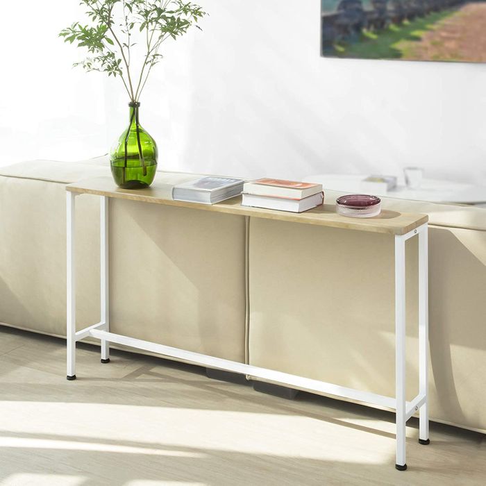 SoBuy Consoletafel - Metalen Hal - Naturel/Wit - 120x65x20cm