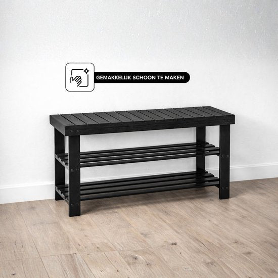Bayt Schoenenrek - Schoenenkast - Schoenenbank - Hout - Zwart - 28 x 45 x 70 cm