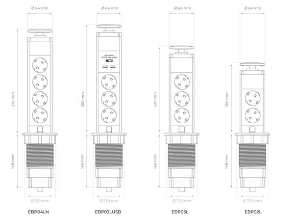 Perel Pop-Up Stekkerblok Met 3 Stopcontacten - 2 X Usb - Randaarde