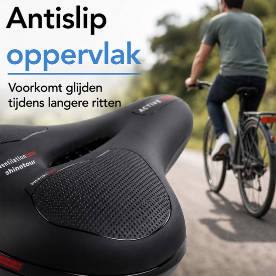Brixy Ergonomisch Fietszadel - Incl. Zadelhoes - Gelpads & Vering - Reflecterend - Ventilerend - Unisex - Zwart