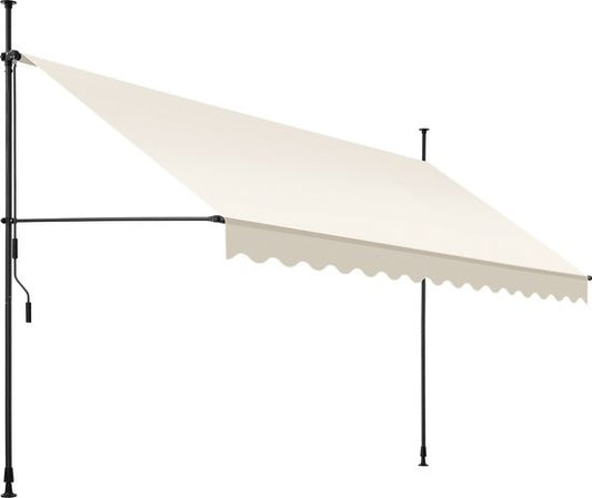 tectake - klemluifel - Zonnescherm – Zonneluifel - Verstelbaar - Klem-zonwering - Zonnescherm Balkon - 400 x 180 cm - beige – zonwering