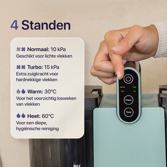 LUMAN Tapijtreiniger 5 in 1 - 60°C Verwarmingsfunctie - Vlekkenreiniger - Stoomreiniger - Zetelreiniger - Bank Reiniger - 16.000 kPa - Groen