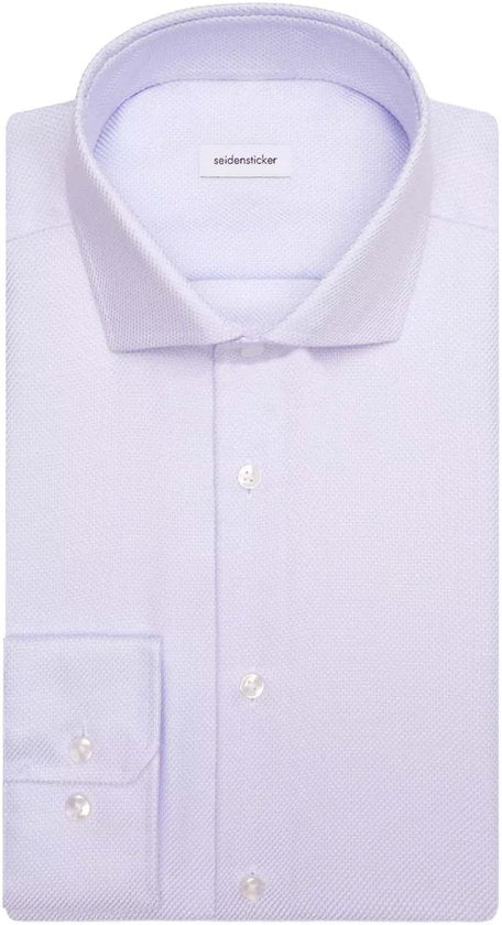 Seidensticker regular fit overhemd - mouwlengte 7 - structuur - blauw - Strijkvrij - maat  44