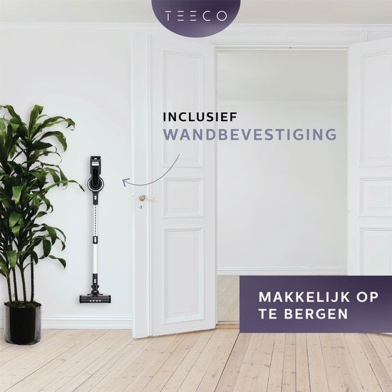 Teeco Steelstofzuiger Draadloos - Zonder zak - Kruimeldief - 4-in-1 - Zwart