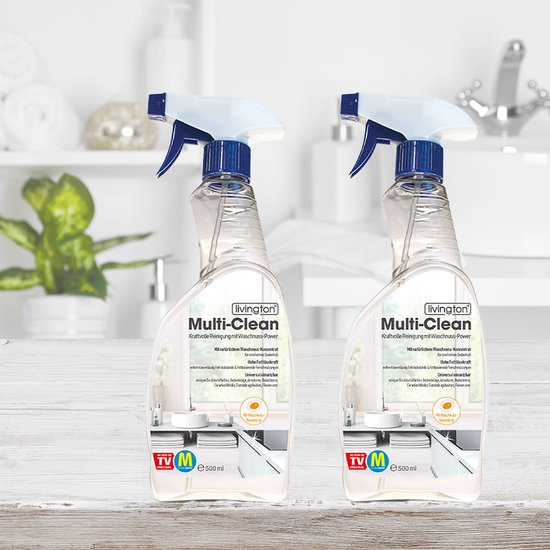 Livington Multi-Clean Universele Reiniger - 2 STUKS - schoon - hoog vetoplossend vermogen - universeel te gebruiken - geschikt voor alle afwasbare & gladde oppervlakken - 2x 0.5 Liter