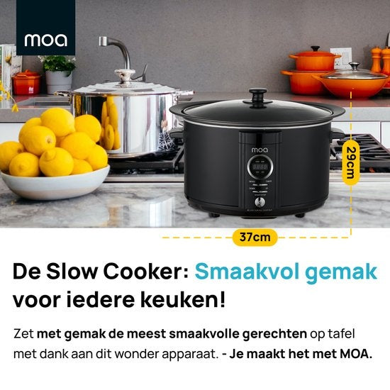 MOA Slowcooker Digitaal - 6,5 liter - Zwart - BPA vrij - SC65DB