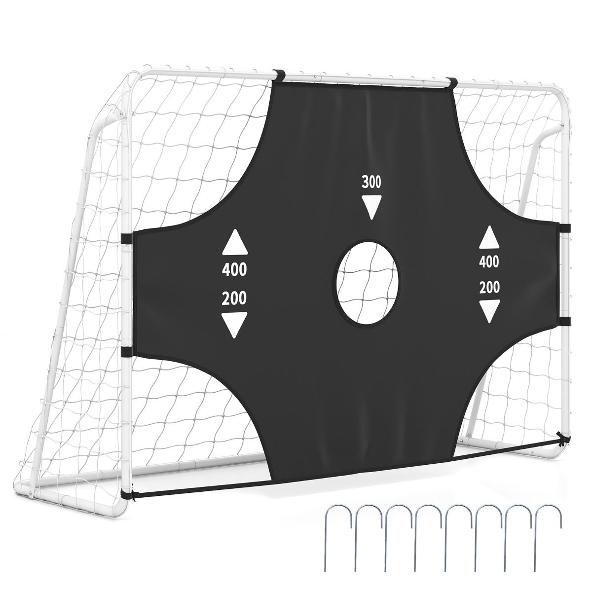 Coast Voetbaldoel met Afneembare Doelwand - 5 Schietgaten - Inclusief Grondpennen - Wit 215 x 77 x 152 cm
