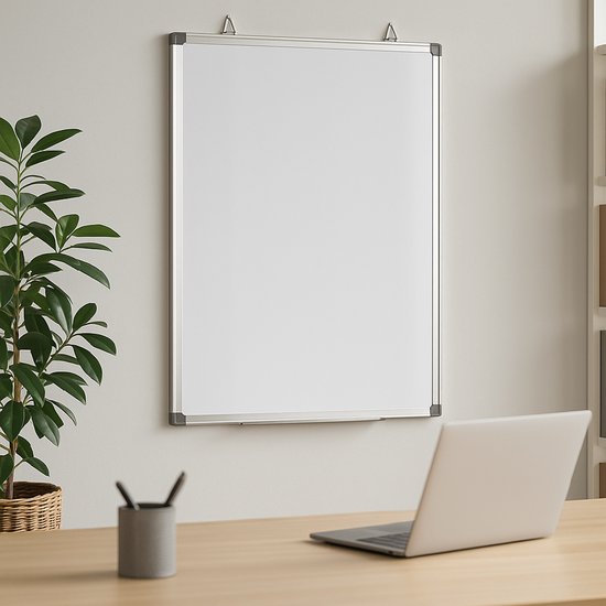 BRASQ Whiteboard 60x90 cm magnetisch – met accessoires set (markers, wisser, magneten) - Schoolbord - Magneetbord – Wit