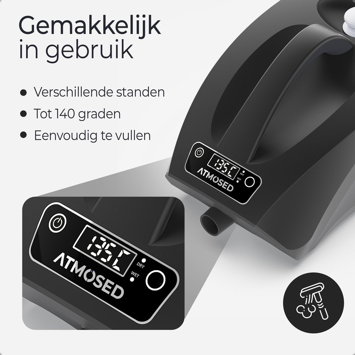 Atmosed AS-2 Stoomreiniger - 1650W - 4 Bar - 2,5L - Met 20 Accessoires
