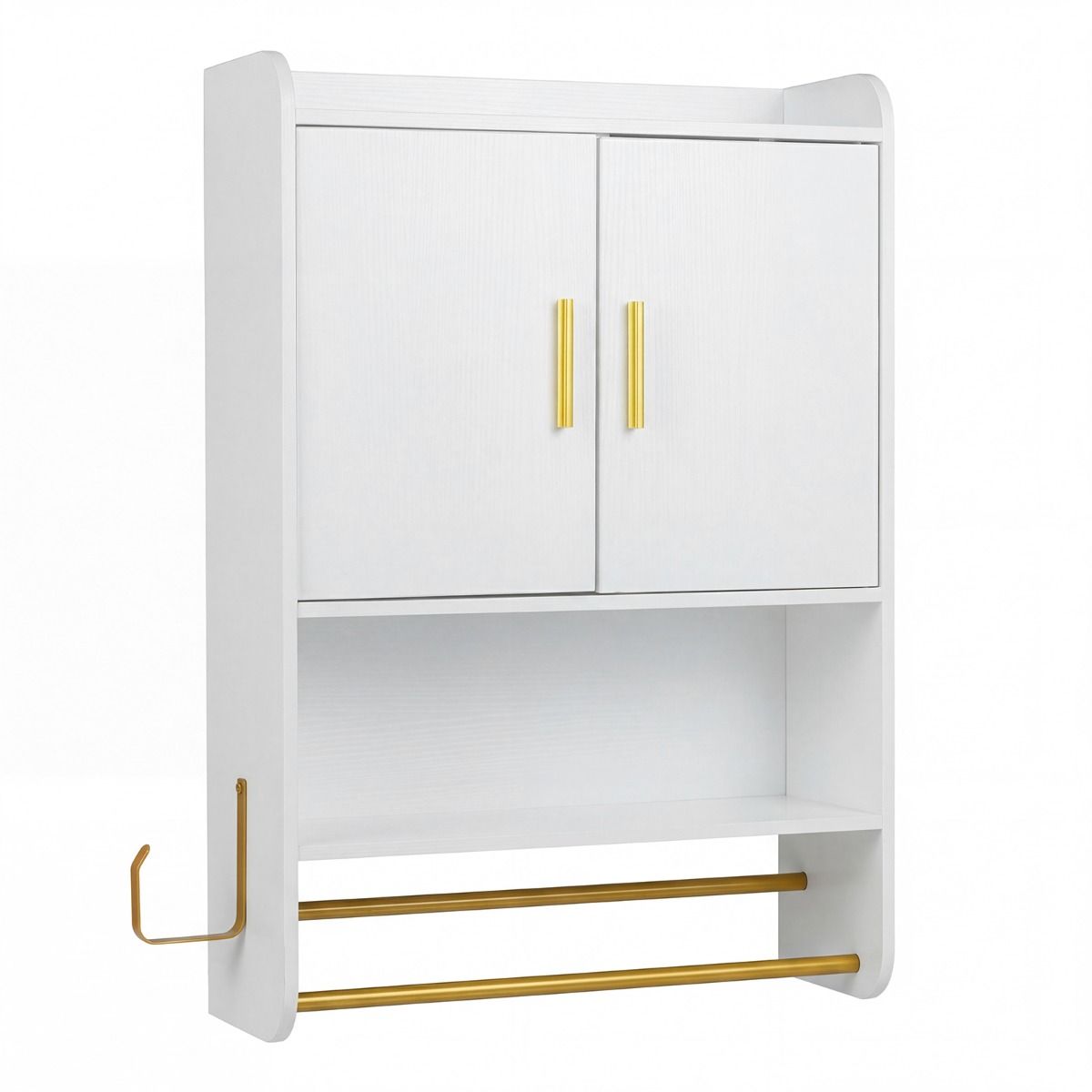Coast Hangende Badkamerkast - twee deuren - verstelbare legplanken - zwart/wit - 55 x 20 x 80 cm