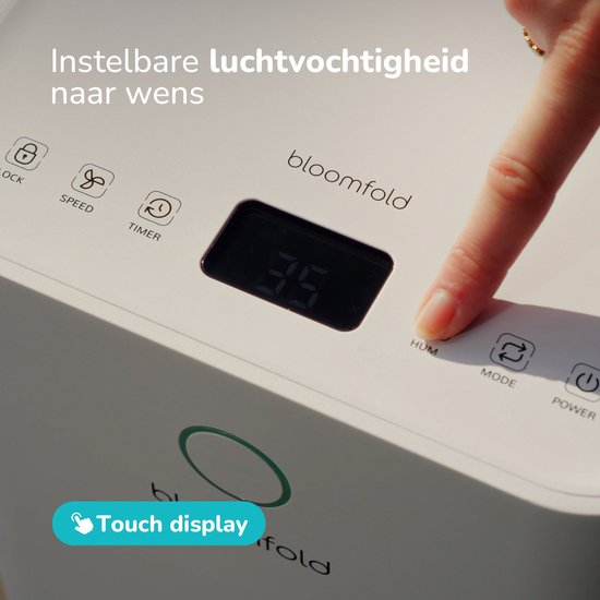 Bloomfold Luchtontvochtiger - 12L per Dag - Incl. Was-droog Functie - Geschikt voor Woonkamer, Slaapkamer, Kelder & Badkamer - Dehumidifier - Wit