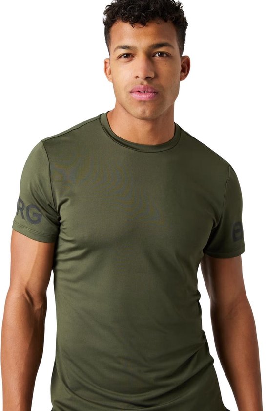 Björn Borg Sportshirt Heren Korte Mouw - Wit - Gerecycled Polyester - Maat M