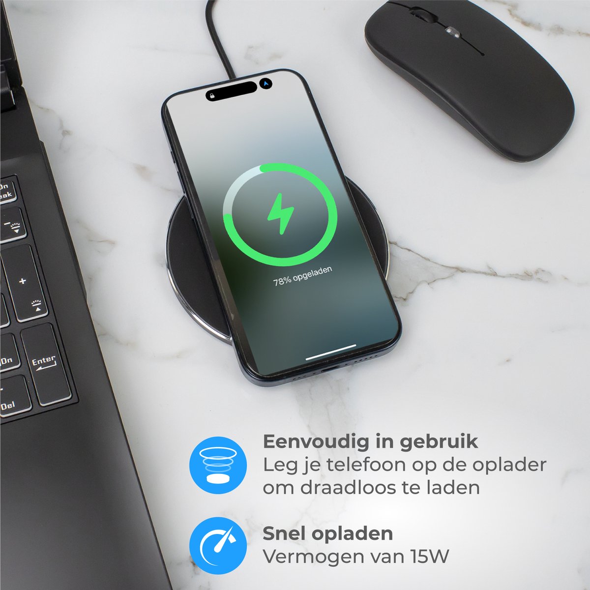 Nuvance - Draadloze Oplader 15W - Inclusief Kabel - Wireless Charger - Fast Charger - iPhone en Samsung