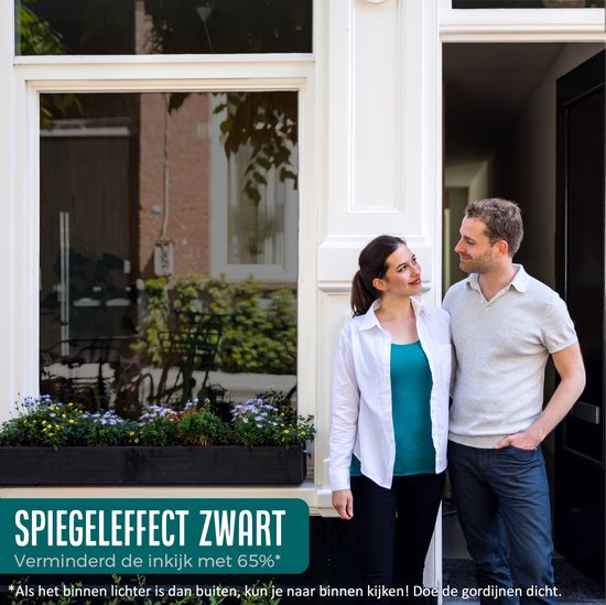 Homewell® Zonwerende Raamfolie - 70x300cm - Isolerend - Statisch & Herbruikbaar - Tegen Hitte & Inkijk - HR+ Geschikt – 25% Spiegeleffect Zwart