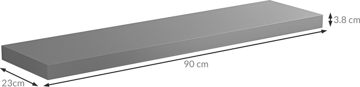 Casaria Wandplank Zwevend - 90 cm 15kg Belastbaar - Mat Grijs