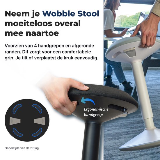 Backerz Wiebelkruk - Ergonomische Wiebel Stoel hoogte 40-60cm - Balanskruk - Zit Sta kruk - Zadelkruk Zwart