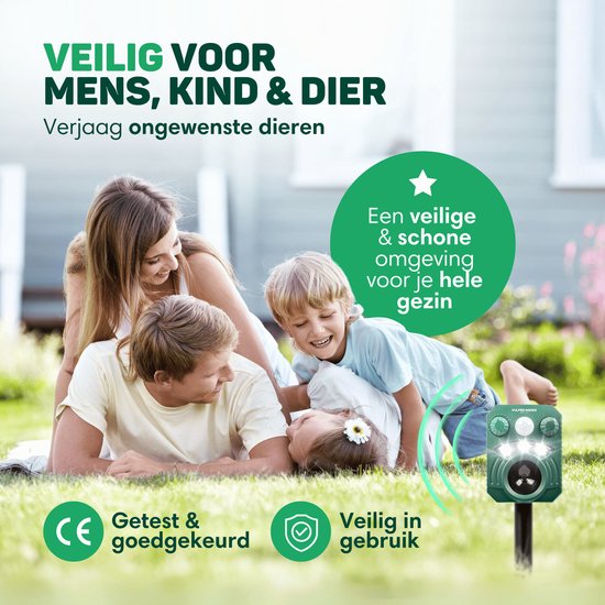 Vulpes Goods® Verjager - Ultrasone Kattenverjager op zonne-energie - Kattenschrik - Marterverjager - Dierenverjager - Waterdicht - Afweermiddel voor Ongedierte