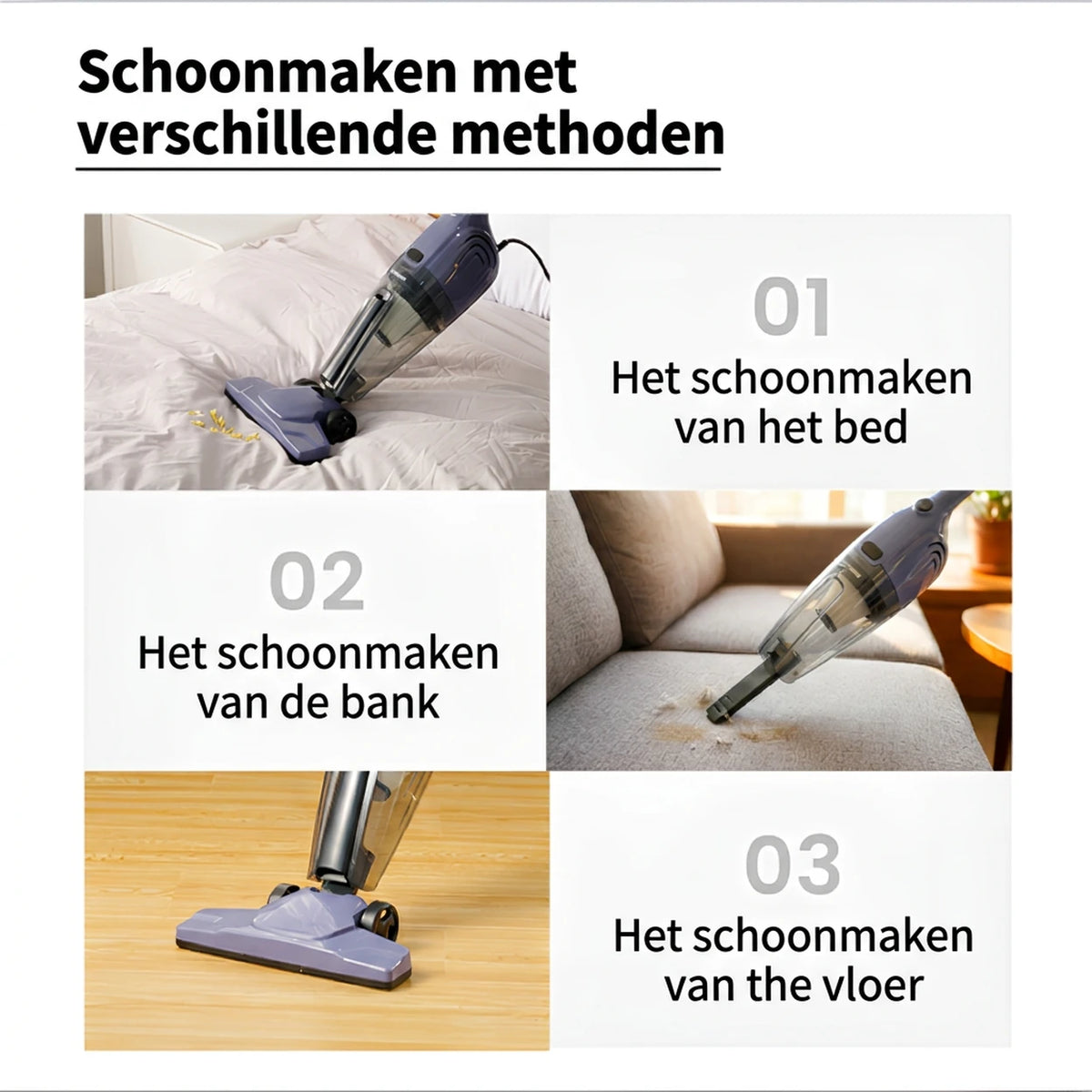Ochama 2-in-1 stofzuiger met snoer (hand- en steelstofzuiger) 0,5 l – Lichtgewicht, 500 W hoog zuigvermogen, slank ontwerp, transparant stofreservoir, eenvoudig te monteren/demonteren – Ideaal voor huishoudens met huisdieren