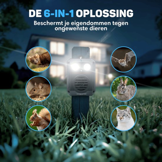 Vulpes Goods® Verjager Marterverjager PRO V3 – Ongedierteverjager - Steenmarter Verjager voor Outdoor Gebruik - 100% Waterdicht - Draadloos & Oplaadbaar