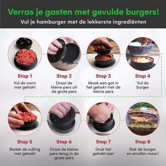 TTD® Hamburgerpers en Hamburgermaker - Smash Burger - Grillgroeven - BBQ Accessoires - Burgerpers - Barbecue Accessoires - Burger Press - Ook voor Miniburgers en Gevulde Burgers - Vaatwasserbestendig - BPA Vrij - Inclusief 100 Waxpapiertjes - Zwart