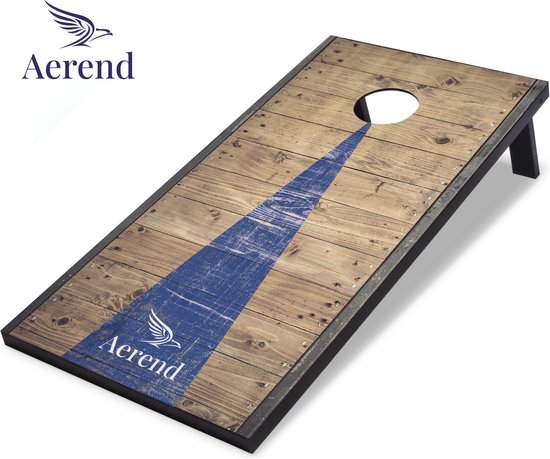 Aerend Cornhole Set Speelbord – 91 x 61 cm Inclusief 8 All-weather Bean Bags En Draagtas – Weerbestendig MDF – Rustiek Barnwood Ontwerp – Voor Tuin En Strand En Familiefeestjes