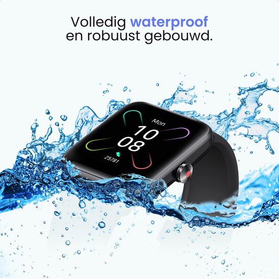 MAOO BOOST Smartwatch – Waterproof – Smartwatch voor Heren & Dames – Stappenteller, Hartslag & Slaapmonitor – Multisport – Android & iOS – Zwart