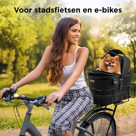 Trevopet® Hondenfietsmand Achterop - 2-in-1 Fietsmand Hond & Draagtas - Geschikt voor Elektrische Fiets - Tot 12 kg - Stevig Oxford Materiaal