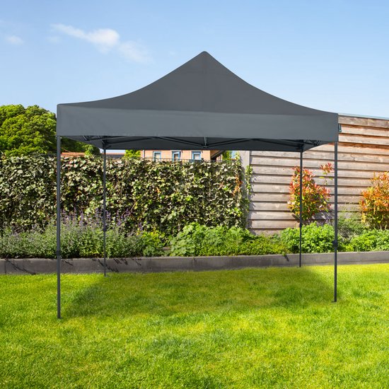 VONROC Partytent - 3x3 m – Premium easy-up Partytent - Modulair Ontwerp – Opvouwbaar – Waterdicht – Stalen Frame - 50+ UV Bescherming - Incl. Opbergtas - Grey