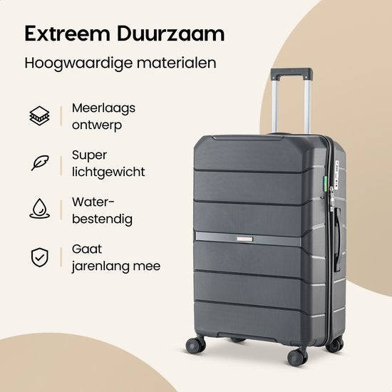 SC Urban Adventurer - Grote Reiskoffer - Cijferslot - 49x30x75cm - 110L - Reiskoffer met Kofferslot - Spinner wielen - Antraciet V2