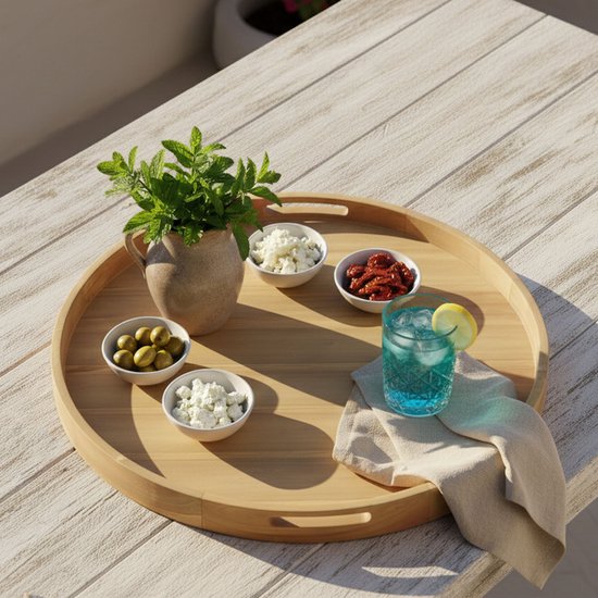 AXI Dewi Teak Dienblad Ø 60 cm – Rond Dienblad – Teakhout – Voor Glazen en Tafelaankleding – Voor Binnen en Buiten