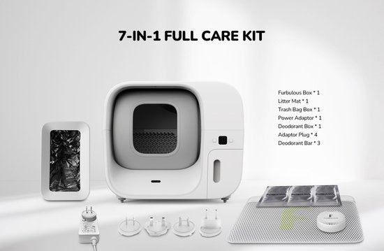Furbulous Automatische Kattenbak met App Control, 60L Grote Veilige Kattenbak voor Meerdere Katten met Geurverwijderaar Wit-2.4G-netwerk-Auto-Pack & Seal kattenbak, zelfreinigend en navulbaar, grote capaciteit, slimme app, stille werking