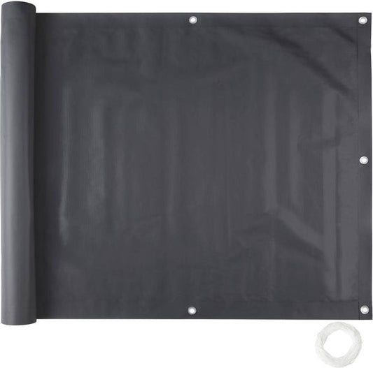 tectake® - balkondoek balkonreling tuinscherm - hoogte 90 cm - 6 meter - zwart - 402706