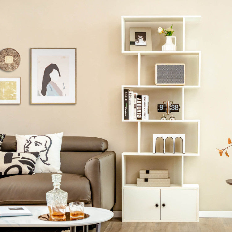 Coast 6 Laags Boekenkast - Decoratieve Opbergplanken - 70 x 23 x 183 cm - Wit