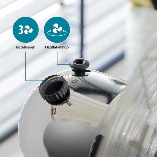 Statiefventilator 40 cm – Metalen Behuizing – 3 Snelheden – 85° Oscillatie – Tristar VE‑5951