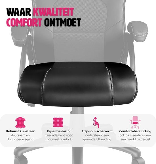 tectake® - bureaustoel gamingchair - luxe burostoel kantoorstoel - racingstoel burostoel gamestoel Tyson - zwart