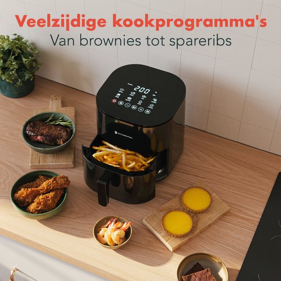 KitchenBrothers Airfryer XL - 5L - 2000W - Heteluchtfriteuse - Dual Heating - 80ºC tot 200ºC - 8 Kookprogramma's - Zwart