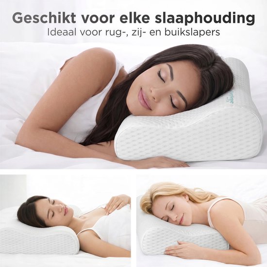 CozySense® Ergonomisch Hoofdkussen - Verstelbaar Memory Foam Pillow - Traagschuim Slaapkussen - Zij- Rug & Buikslaper - 3-Lagensysteem - Orthopedisch - Bamboe Hoes